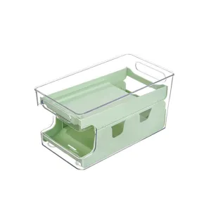 Caja de almacenamiento de huevos de doble capa con tobogán y carcasa transparente