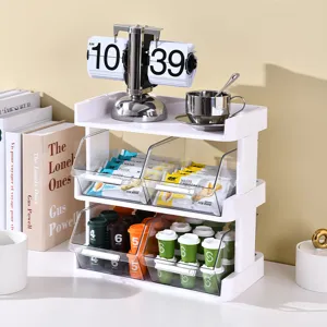 Multi-layer Desktop Storage Rack Plastic Dustproof Coffee Capsule Tea Bag Organizer Box For Office Bar Home Minimalist Display Stand