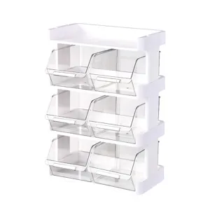 3-tier desktop organizer with 6 clear bins for coffee pods and tea bags storage