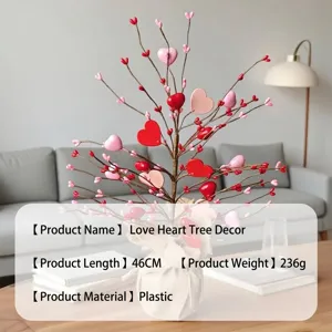 Dekoratives Valentinstag-Herzbaum-Ornament mit roten und rosa Herzen, 46 cm hoch.