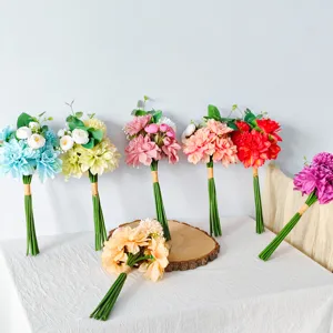 Kunstmatige dahlia bruidsboeketten in verschillende kleuren voor Mori stijl bruiloft decor