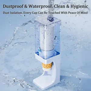 Wall-mounted disposable paper cup dispenser with waterproof and dustproof clear cover