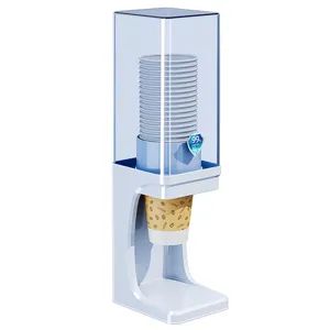 Minimalist wall-mounted disposable paper cup dispenser with transparent dustproof cover