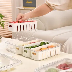 Multifunctional food-grade refrigerator storage box with drainage basket for fruit