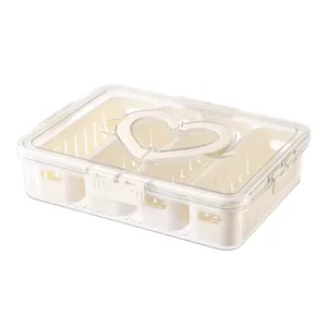 Food-grade refrigerator storage box with heart handle and dividers