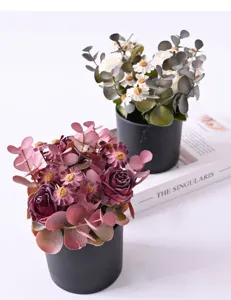 Vintage artificial flower potted plant rose daisy desktop decoration home decor ornament