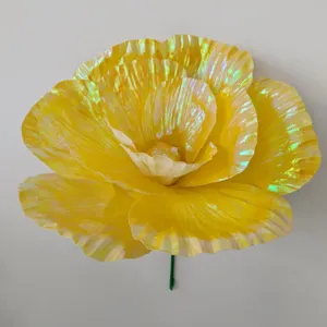 Gran flor artificial decorativa amarilla peonía brillante accesorio para fondo de fiesta