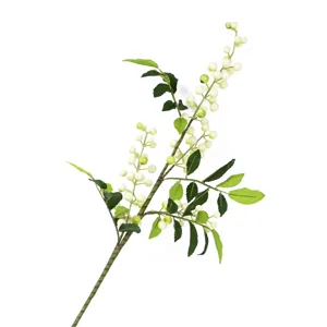 Realistic artificial berry branch with green leaves for home decor flower arrangement
