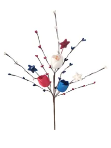 Red white and blue Independence Day berry spray with stars and tulip flower details