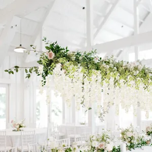Elegante künstliche weiße Blauregen-Girlande hängende Reben für Hochzeit und Heimdekoration