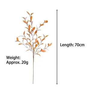 Detail view of 70cm autumn artificial olive branch with dimensions and 20g weight spec.