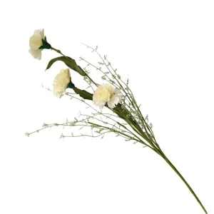 Élégant bouquet d'œillets artificiels blanc crème avec verdure pour la décoration intérieure
