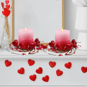 Valentine's Day heart berry candle wreaths set of 4 for romantic home party table decor