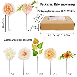Scatola di fiori artificiali con peonie e crisantemi in seta per nozze