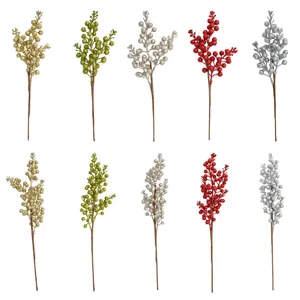 Rami di bacche artificiali glitterate oro rosso argento verde per decori di Natale
