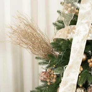 Lot de 16 branches de 43 cm à paillettes dorées pour la décoration de sapin de Noël