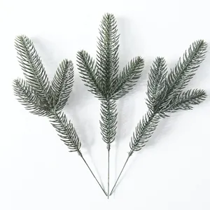 Three artificial pine branches for Christmas DIY wreath decor and home party styling