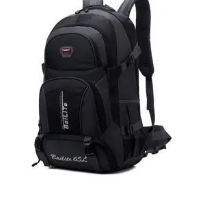 Grote waterdichte 65L outdoor wandelrugzak voor heren in de kleur zwart en grijs