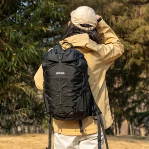 Large capacity black waterproof outdoor hiking backpack for trekking and mountain travel