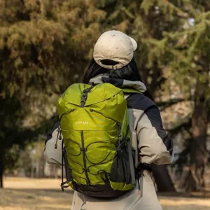 Large capacity green waterproof hiking backpack for outdoor camping and mountain travel