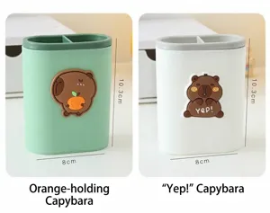 Süße Schreibtisch-Organizer mit Capybara-Motiv und zwei Fächern, Maße 8cm x 10,3cm