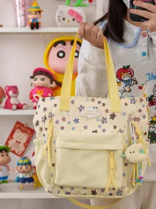 Sac à dos d'étudiant de style collégien japonais, sac en toile tendance avec motif d'étoiles.