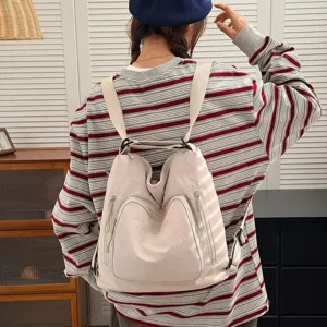 Zaino casual da donna in nylon grande capacità tasche multiple borsa per la scuola