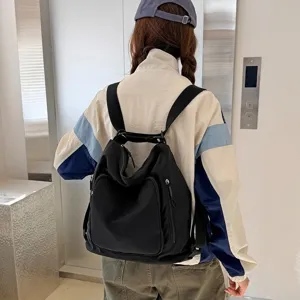 Zaino donna casual in nylon impermeabile grande capacità borsa da viaggio multifunzionale