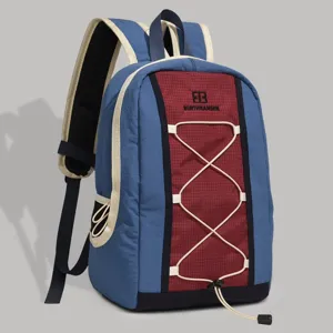 Multi-functional blue and red outdoor backpack for hiking, cycling, and running