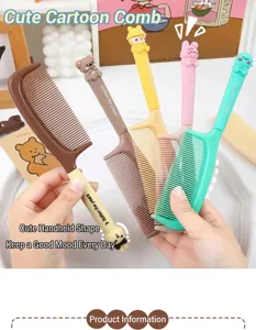 Joli peigne à cheveux de dessin animé avec poignée 3D, brosse durable pour coiffage.