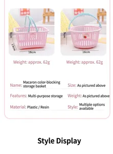 Spécifications détaillées du mini panier de rangement rose macaron