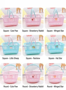 Affichage en grille montrant divers styles et couleurs de mini-paniers de rangement