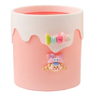 Süßer Cartoon Eiscreme Stifthalter Kunststoff Schreibtisch Aufbewahrungseimer Schreibtisch Organizer Für Studenten Schreibwaren Make Up Pinsel Topf