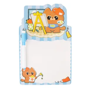 Tableau à dessin effaçable pour enfants avec chat de dessin animé et un stylo
