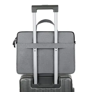Custodia grigia per laptop con fascia per trolley, borsa da lavoro per pc 13 15.6 pollici.
