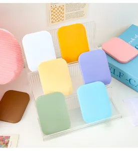 Portable macaron folding pocket makeup mirror cute compact cosmetic travel mirror for daily use