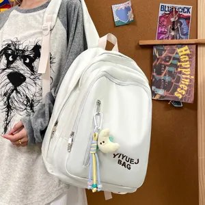 Sac à dos blanc décontracté minimaliste grande capacité cartable élégant sac de voyage