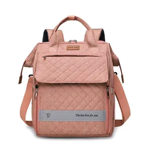 Große Kapazität multifunktionaler Wickelrucksack tragbare Mama Babytasche in Rosa