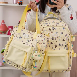 Joli sac à dos scolaire d'étudiant à motif d'étoiles de style japonais mignon et sac bandoulière.