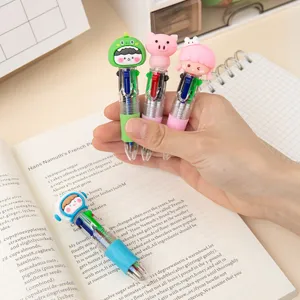 Ensemble de stylos à bille 4 couleurs motif dessin animé mignon pour écoliers et cadeaux