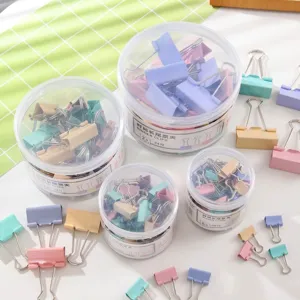 Clips de metal de color Morandi en botes redondos para oficina y suministros
