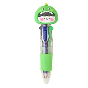 Mignon stylo à bille multicolore avec personnage de dinosaure vert pour les enfants