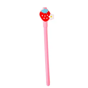 Cute pink strawberry cartoon gel pen for students school and office writing supplies