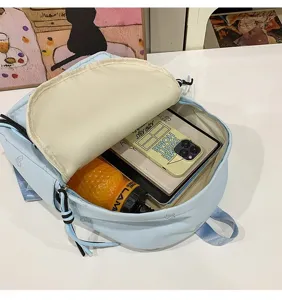 Casual blue backpack large capacity student school bag simple daily backpack for youth