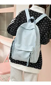 Casual large capacity student school bag light blue backpack daily casual travel daypack