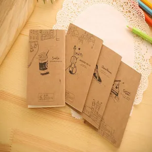 Vintage craft paper pocket notebook set, portable travel journal with aesthetic cover designs.
