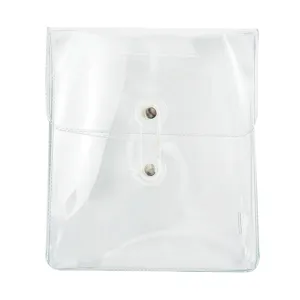 Clear waterproof PVC document bag with button string closure for bills and stationery