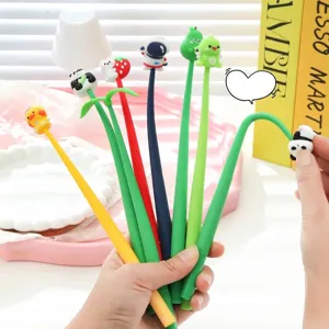 Creative cute cartoon gel pens with flexible bendable soft bodies for school stationery