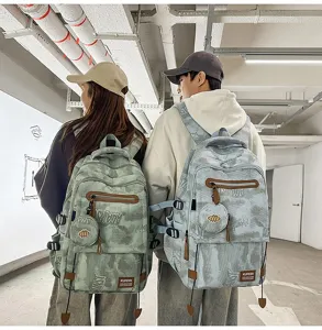 Grand sac à dos d'écolier ergonomique à motif camouflage tendance pour école et voyage