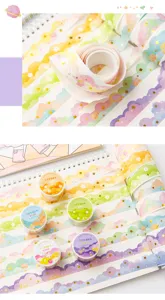 Détail du ruban washi Cloud Dreamland avec dorure et motifs de dessins animés